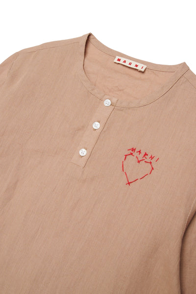Camicia sabbia con logo ricamato per bamnbini Marni M01793 0M718 