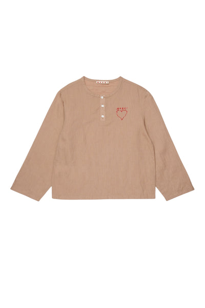 Camicia sabbia con logo ricamato per bamnbini Marni M01793 0M718 