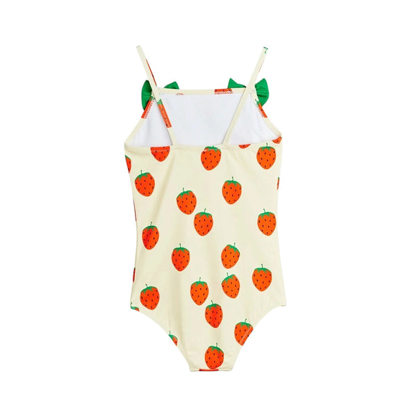 Costume con stampa fragole all over per neonata e bambina Mini Rodini 1100034411 OFFWHITE 