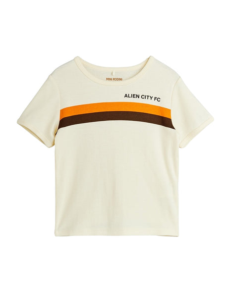 T-shirt panna con righe colorate per neonati e bambini Mini Rodini 2622011611 OFFWHITE 