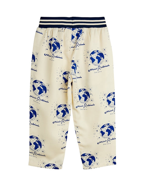 Pantalone panna con dettagli blu e stampa all over per neonati e bambini Mini Rodini 2623010610 WHITE 