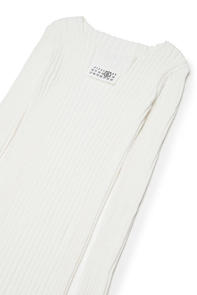 Abito bianco lungo a coste  con logo per bambina MM6 Maison Margiela M60935 M6101 