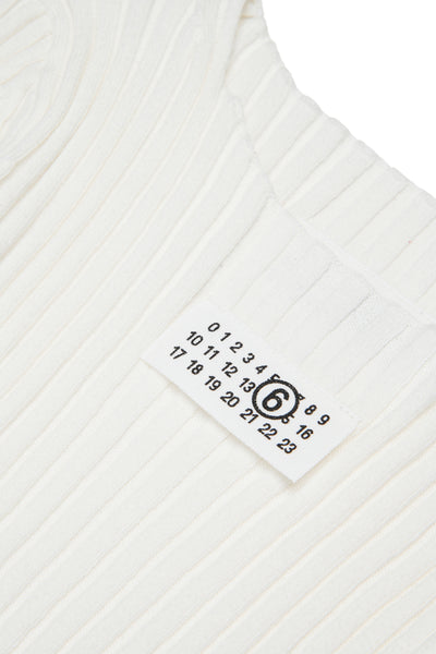 Abito bianco lungo a coste  con logo per bambina MM6 Maison Margiela M60935 M6101 