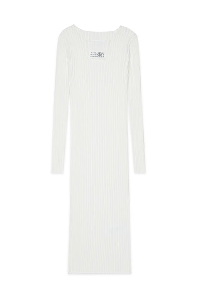 Abito bianco lungo a coste  con logo per bambina MM6 Maison Margiela M60935 M6101 
