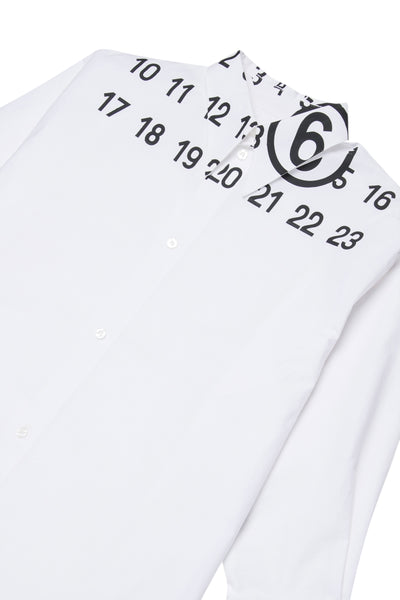 Abito camicia bianco con logo per bambina MM6 Maison Margiela M60943 M6100 