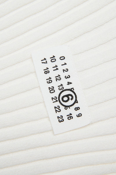 Maglia bianca a coste con logo per bambina MM6 Maison Margiela M60989 M6101 