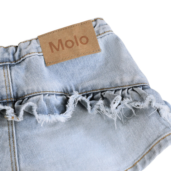 Shorts in denim blu chiaro con volant per bambina Molo AGNETHA 9484 