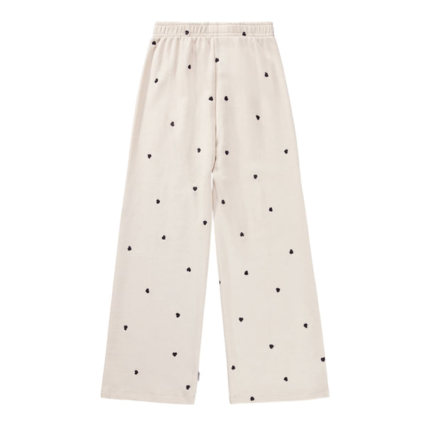 Pantalone beige in felpa con cuori ricamati all over per neonata e bambina Molo ANNA 9536 