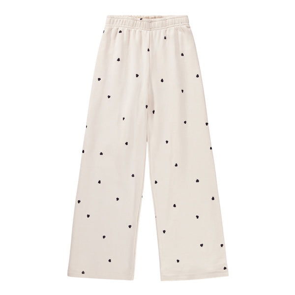 Pantalone beige in felpa con cuori ricamati all over per neonata e bambina Molo ANNA 9536 