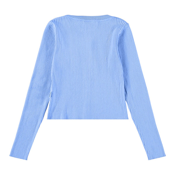 Cardigan celeste a costine per neonata e bambina Molo GISELLE 5637 