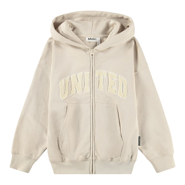 Felpa beige aperta con cappuccio per bambino Molo MARLEY 8894 
