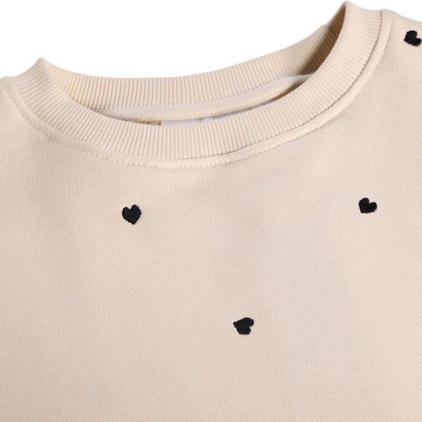 Felpa beige con cuori ricamati per neonata e bambina Molo MIKI 9536 