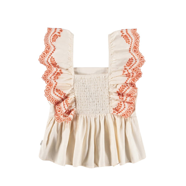 Top panna con ricami arancio per bambina Molo ROSAMOND 2444 