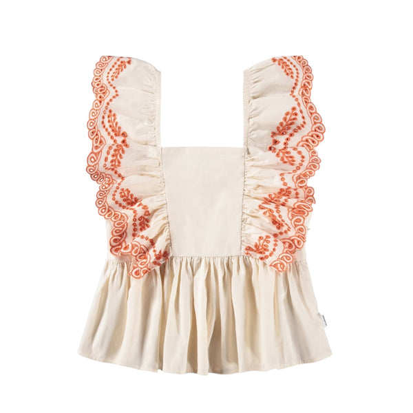 Top panna con ricami arancio per bambina Molo ROSAMOND 2444 