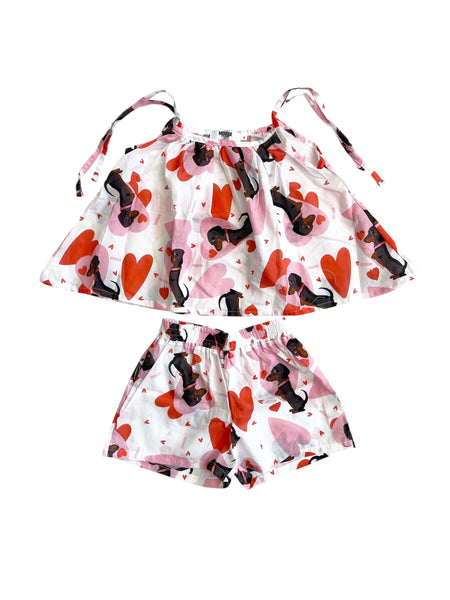 Completo bianco con stampa all over per neonata e bambina Mousse kids LKCMN130 BASSET 