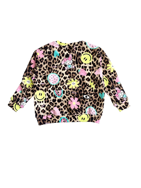 Felpa stampa leopardata per neonata e bambina Mousse kids LKFG140 LEOHAPPY 
