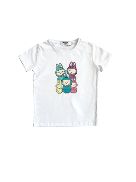 T-shirt bianca con stampa per neonata e bambina Mousse kids LKTS190W BABEFUR 