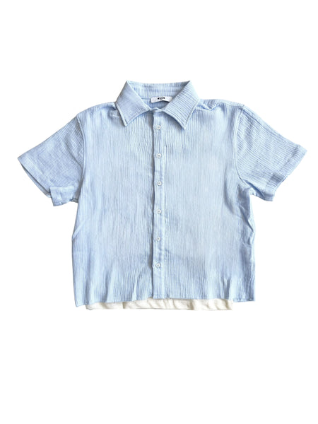 Camicia a righe celeste con canotta per bambino Msgm S6MSJBCS198 050 