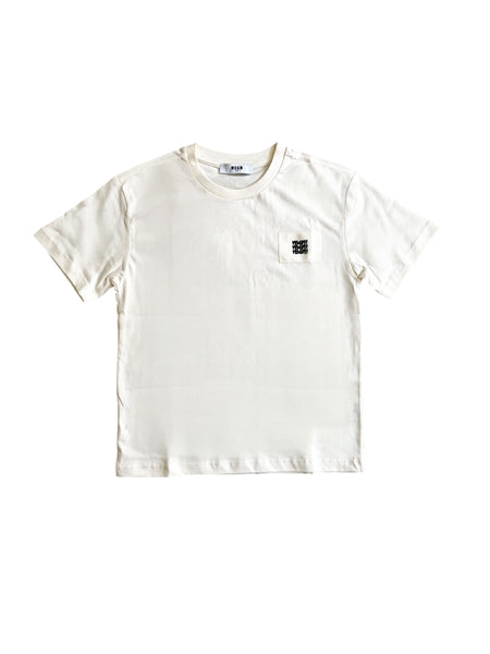 T-shirt crema con logo per bambino Msgm S6MSJBTH226 013 