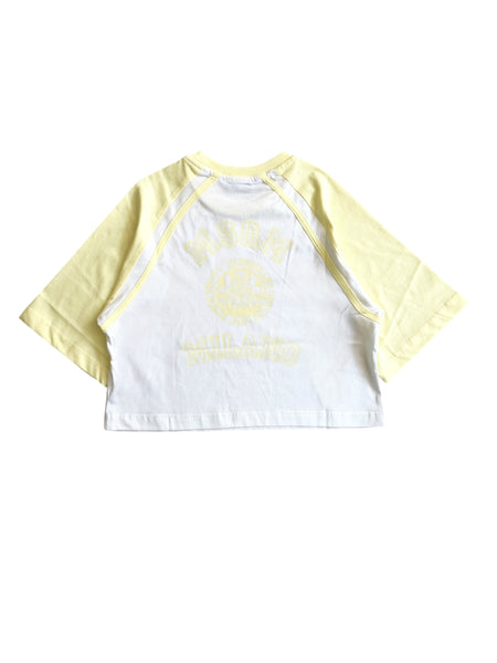 T-shirt bianca e gialla con logo per bambina Msgm S6MSJGTH024 001/79 