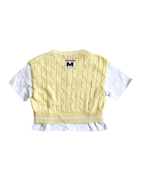Gilet giallo con t-shirt bianca per bambina Msgm S6MSJGTH034 001/79 
