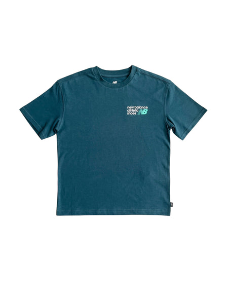 T-shirt verde con logo per bambino New Balance LAKB0295 MEDUSA GREEN 