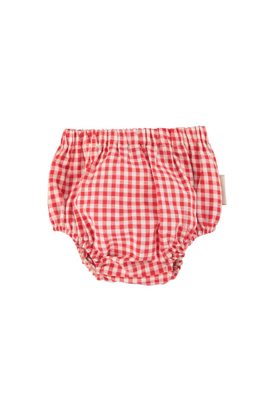 Culotte check rosso e bianco per neonata Piupiuchick SS26.BB2608 RED&ECRU 