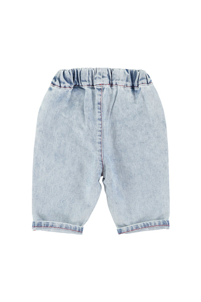 Jeans in denim blu per neonati Piupiuchick SS26.BB2612A DENIM 