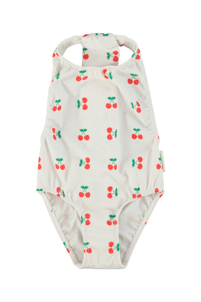 Costume bianco con stampa all over per neonata e bambina Piupiuchick SS26.BNH2604A ECRU 