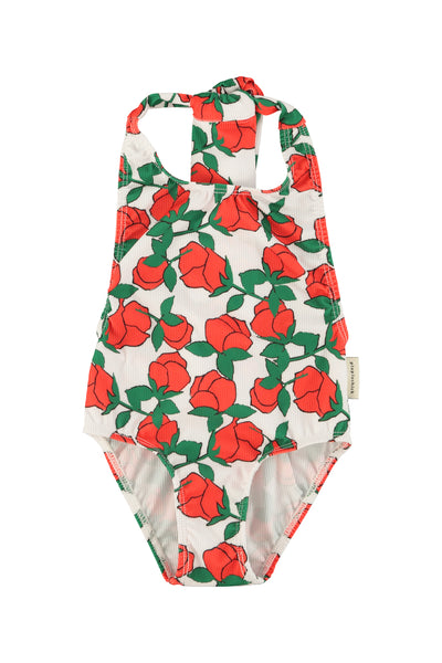 Costume bianco con stampa all over per neonata e bambina Piupiuchick SS26.BNH2604 ECRU 