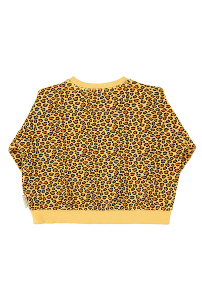 Felpa gialla stampa animalier per neonata e bambina Piupiuchick SS26.FLP2602 MUSTARD 