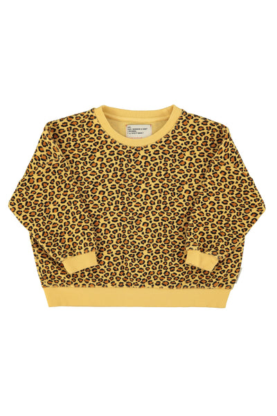Felpa gialla stampa animalier per neonata e bambina Piupiuchick SS26.FLP2602 MUSTARD 