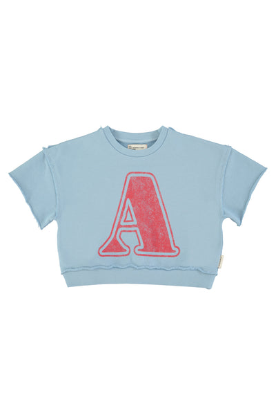 Felpa celeste con stampa per neonati e bambini Piupiuchick SS26.FLP2606 BLUE 