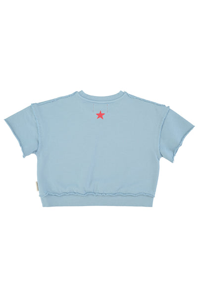 Felpa celeste con stampa per neonati e bambini Piupiuchick SS26.FLP2606 BLUE 