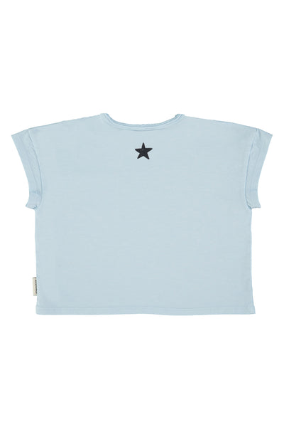 T-shirt celeste ocn stampa per neonati e bambini Piupiuchick SS26.JRS2615C LIGHT BLU 