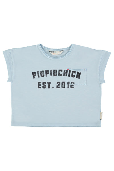T-shirt celeste ocn stampa per neonati e bambini Piupiuchick SS26.JRS2615C LIGHT BLU 