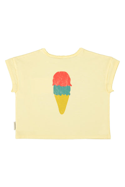 T-shirt gialla con stampa per neonati e bambini Piupiuchick SS26.JRS2615 YELLOW 