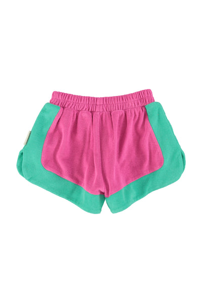 Shorts multicolor in spugna per neonata e bambina Piupiuchick SS26.JRS2624 FUCHSIA&GREEN 