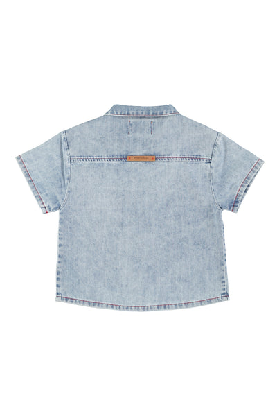 Camicia in denim blu per bambino Piupiuchick SS26.RP2601B DENIM 