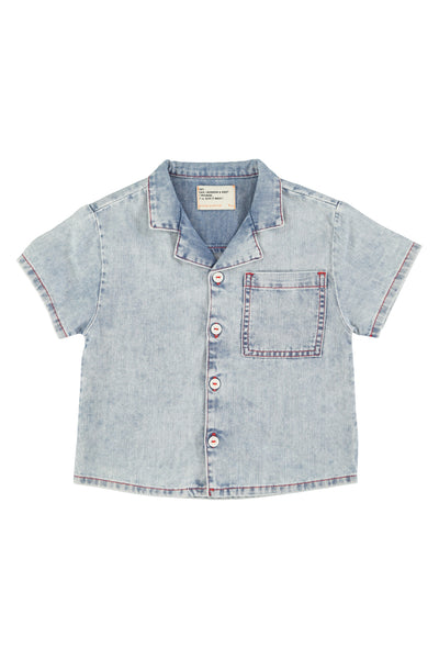 Camicia in denim blu per bambino Piupiuchick SS26.RP2601B DENIM 