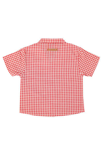 Camica check rosso e bianco per neonati e bambini Piupiuchick SS26.RP2601 RED&ECRU 