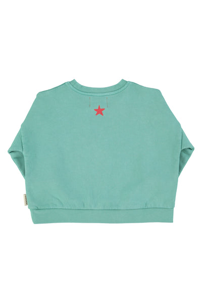 Felpa turchese con stampa per neonati e bambini Piupiuchick SS6.FLP2603A TURQUOISE 