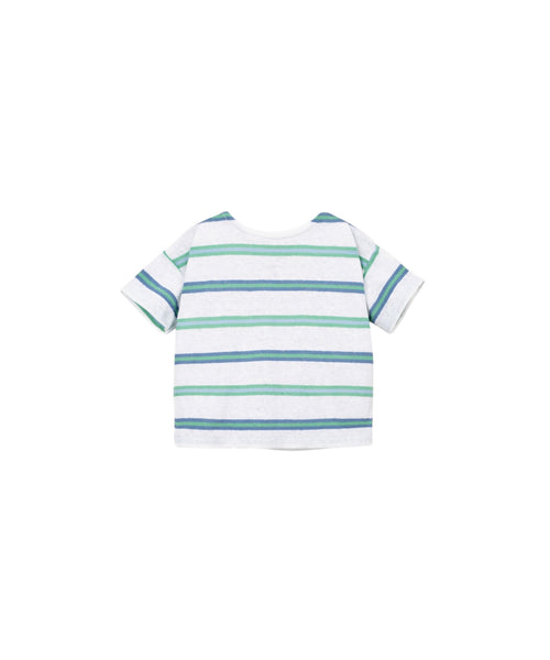 T-shirt bianca in maglia a righe multicolor per neonato Play up 1AS11052 R361B 