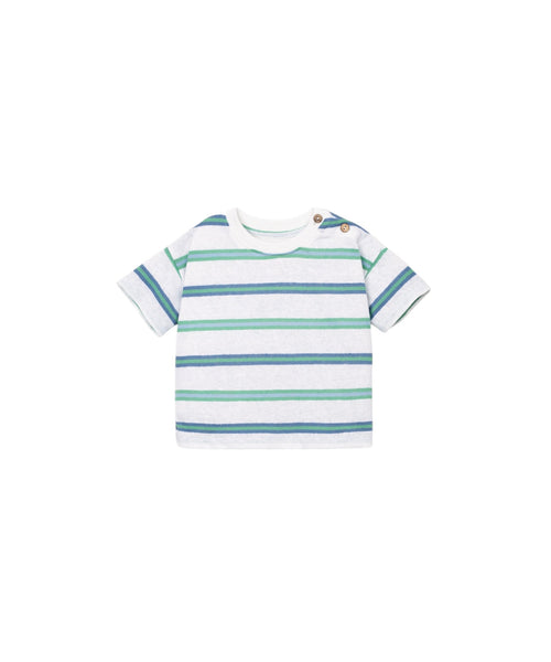 T-shirt bianca in maglia a righe multicolor per neonato Play up 1AS11052 R361B 