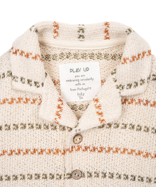Camicia beige in maglia a righe per neonato Play up 1AS11250 R367G 
