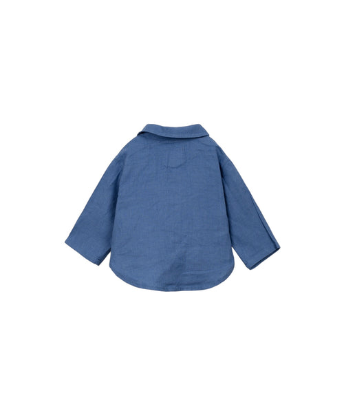 Camicia indaco in lino per neonato Play up 1AS11251 P6185 
