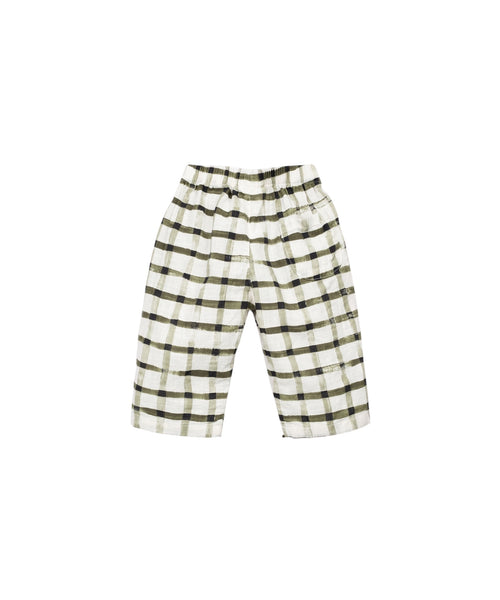 Pantalone bianco a quadri verdi per neonato Play up 1AS11606 E773N 