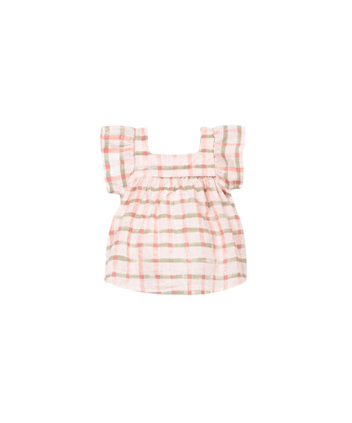 Blusa a quadri rosa e verde per neonata Play up 2AS11301 E777P 