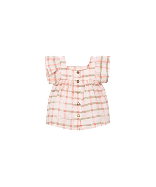 Blusa a quadri rosa e verde per neonata Play up 2AS11301 E777P 