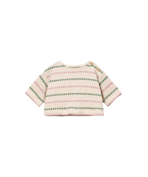 Maglia beige cropped a righe per neonata Play up 2AS11350 R366P 